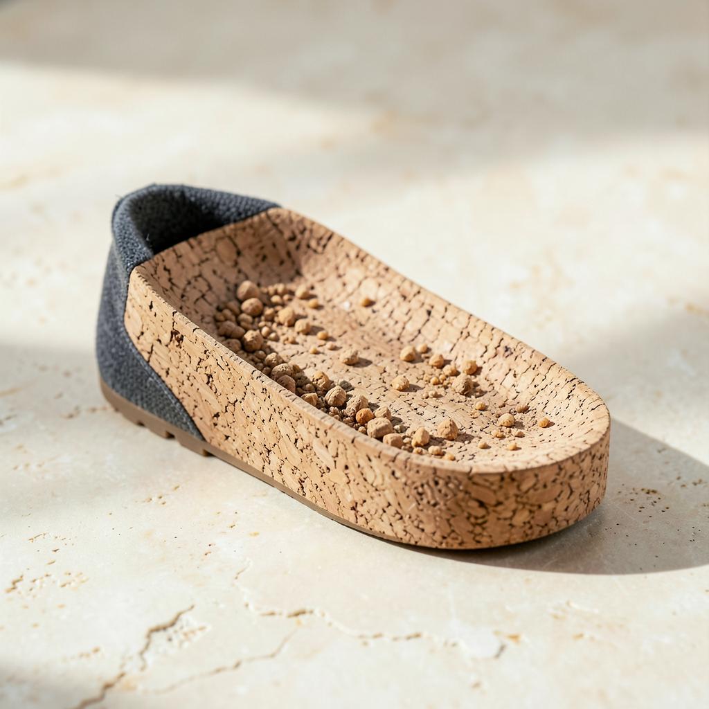 A sculpted natural cork sneaker footbed