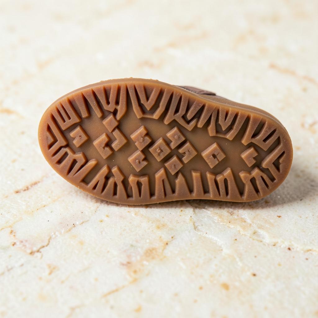 Natural gum rubber outsole with geometric tread