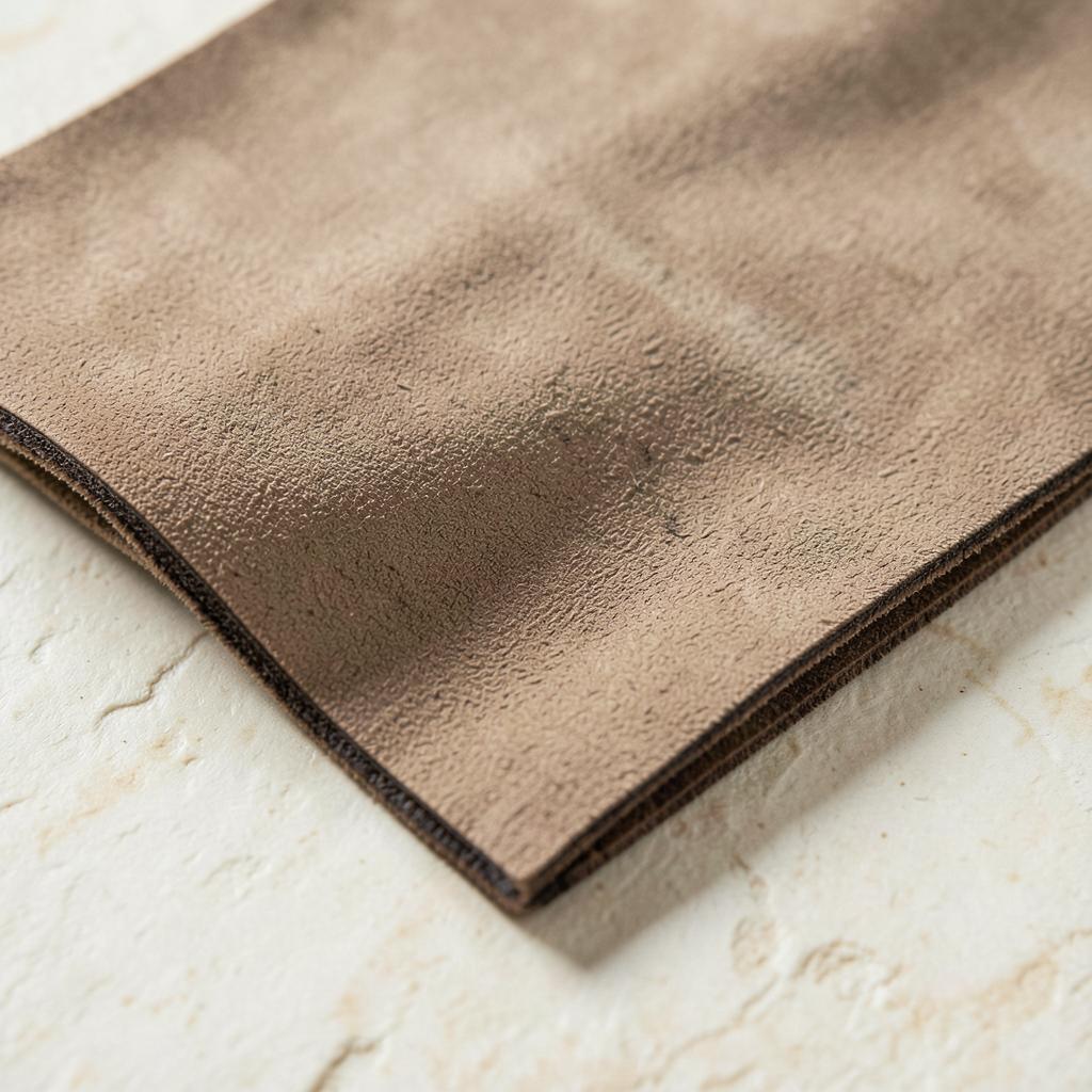 Waxed suede texture in warm studio light